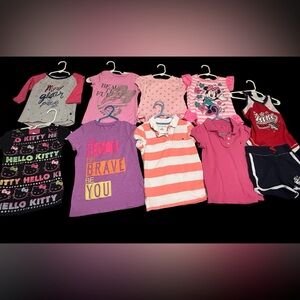 4T Girls' short sleeve shirt Bundle - 10 items - Pink, Purple, and Red